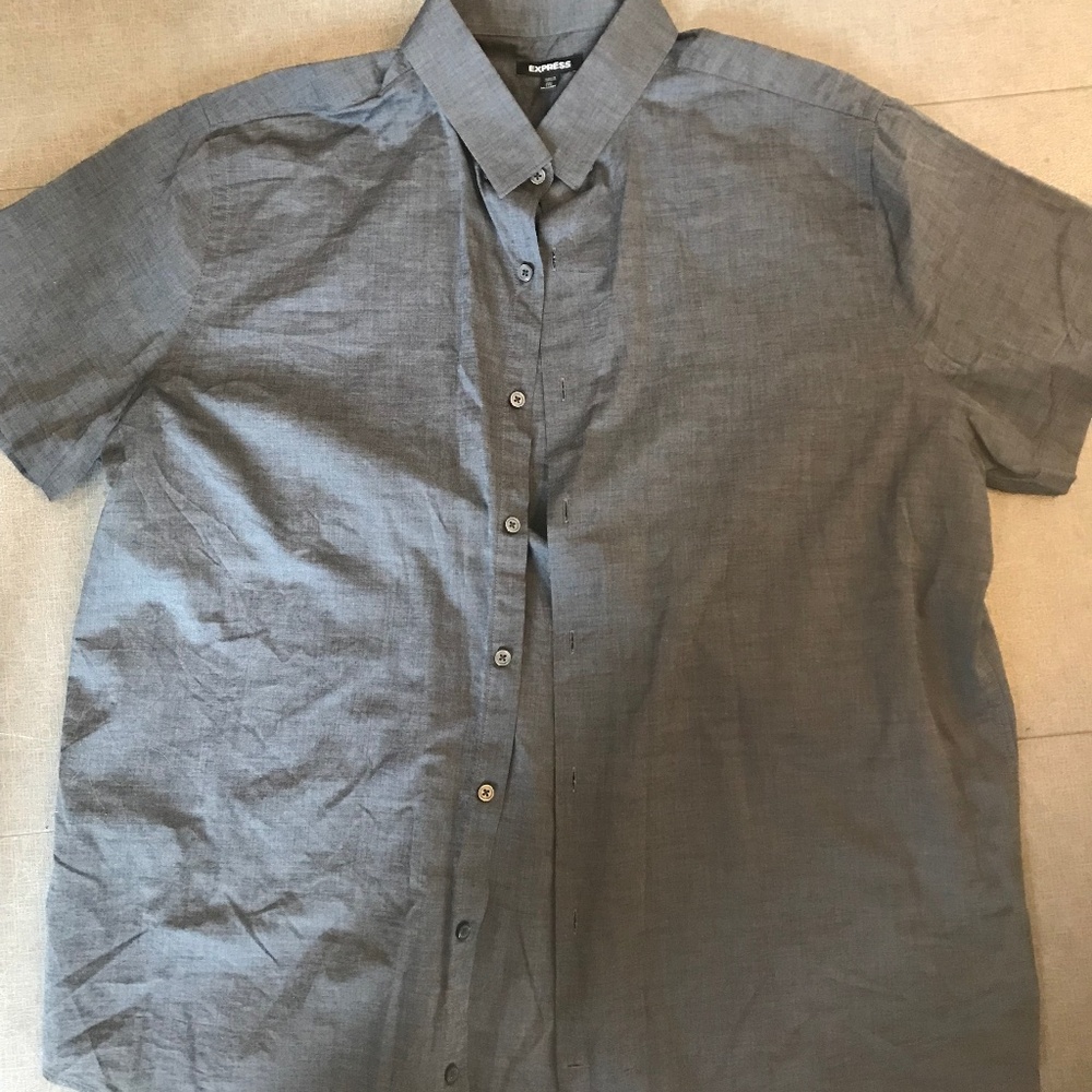 Express Men's button down shirt gray short sleeved XXL